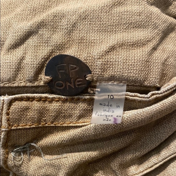 Free People FP ONE Penny Tie Waist Shorts Tan Size 10 100% Cotton - Picture 6 of 9